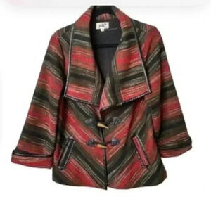 [XS]Jolt Aztec Mexican Pattern  V Neck Tied Button Light Jacket